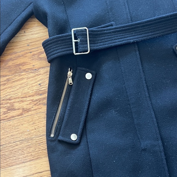 Zara Black Belted Winter Coat - Picture 2 of 6